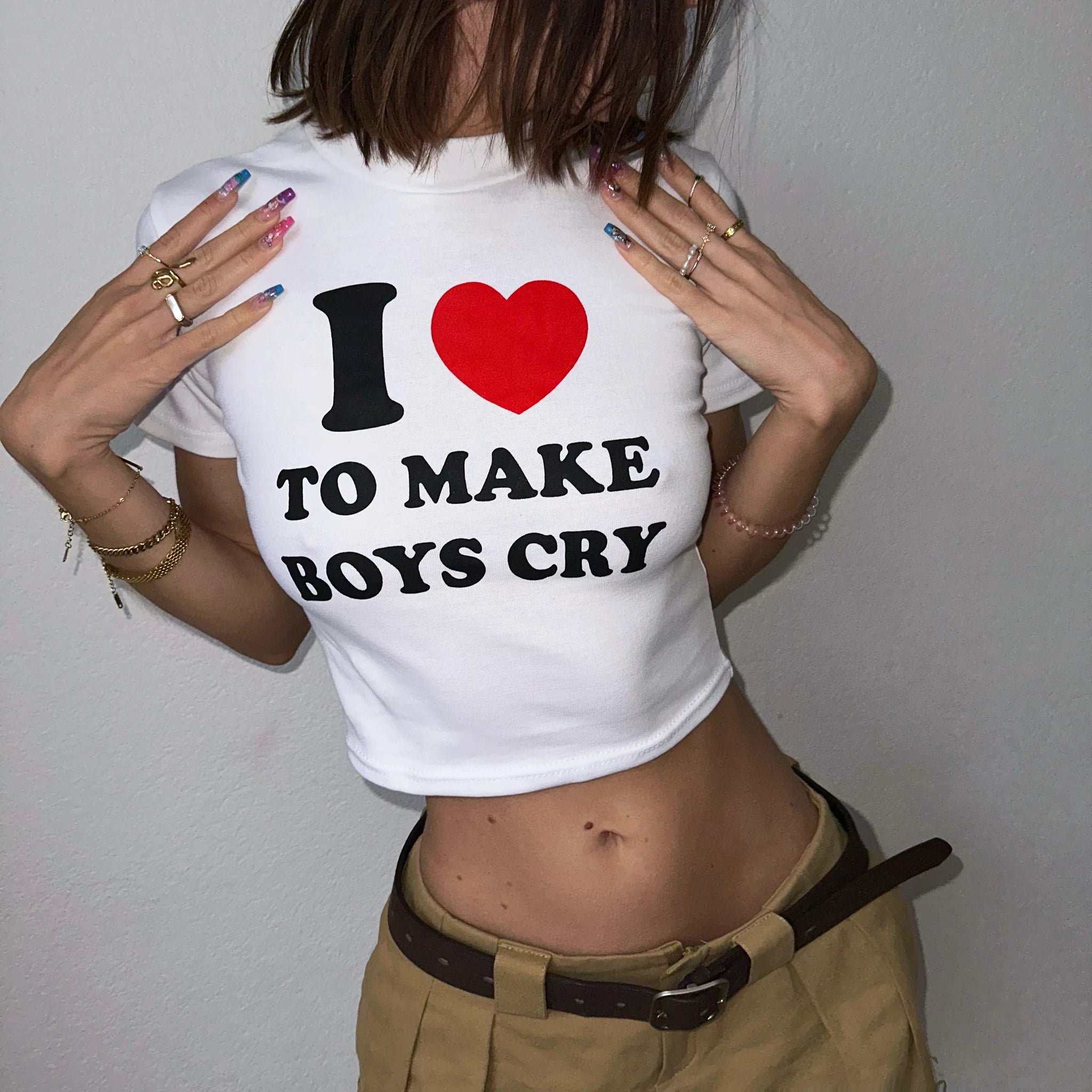 I Love To Make Boys Cry Baby Tee | Crop Top
